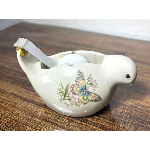 Takahashi San Francisco Bird Butterfly Design Tape Dispenser Japan Vintage Art - Picture 2 of 7